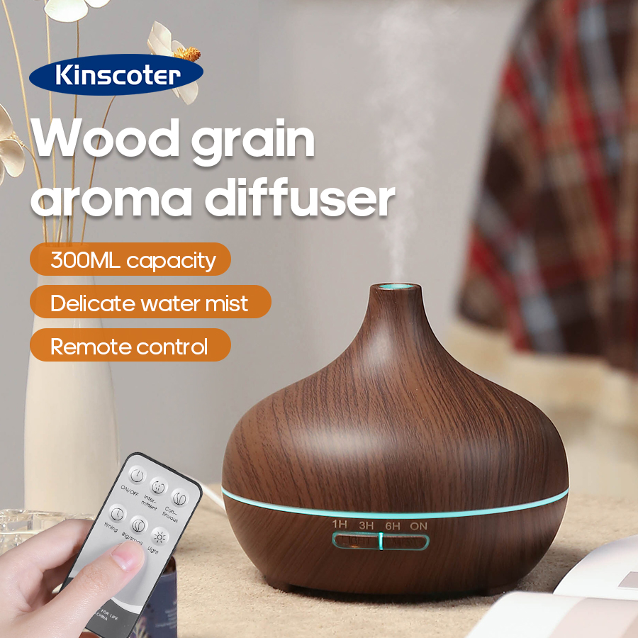 Home Fragrance Oil Diffuser - KINSCOTER 木目調アロマディフューザー 300 ミリリットルエッセンシャルアロマオイル超音波空気加湿器 3 タイマー